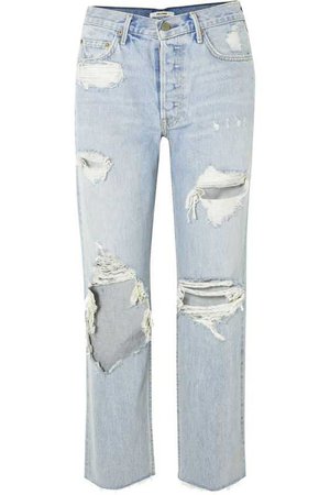 GRLFRND | Helena distressed high-rise straight-leg jeans | NET-A-PORTER.COM