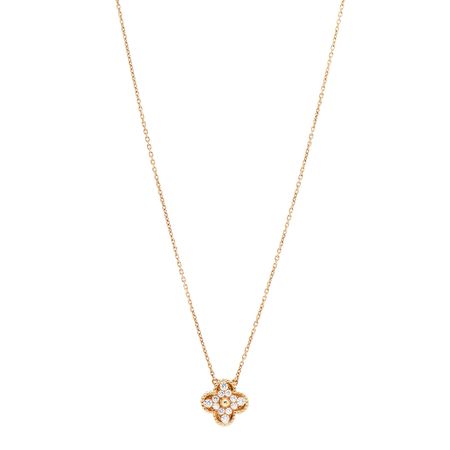 VAN CLEEF & ARPELS 18K Yellow Gold Diamond Vintage Alhambra Pendant Necklace 1001736 | FASHIONPHILE