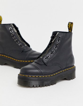 Dr Martens Sinclair flatform zip leather boots in tumbled black | ASOS
