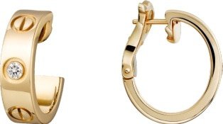 CRB8022900 - LOVE earrings, 2 diamonds - Yellow gold, diamonds - Cartier
