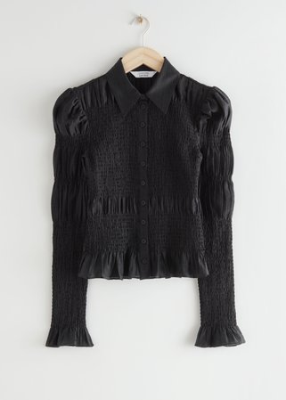Fitted Smocked Shirt - Black - Shirts - & Other Stories