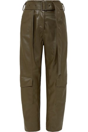 LOW CLASSIC | Belted faux leather tapered pants | NET-A-PORTER.COM
