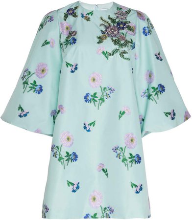 Andrew Gn Puffed Sleeve Floral-Print Satin Dress Size: 34