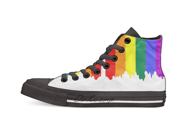 LGBT Homosexuell Stolz Regenbogen Tropf Farbe Casual High Top Leinwand schuhe turnschuhe Für Drop verschiffen|Skateboarding| - AliExpress