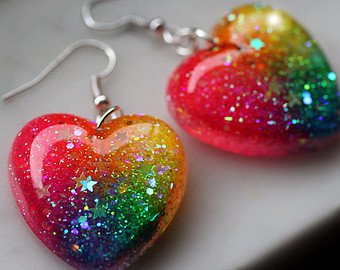 Neon Rainbow Heart Earrings