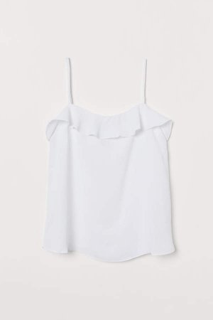 Camisole Top with Flounce - White