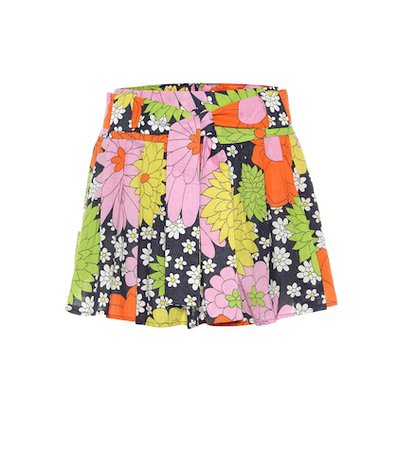 Floral cotton miniskirt