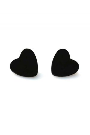 Black Velvet Heart Stud Earrings by Collectif - Modern Grease Clothing and Accessories Co.