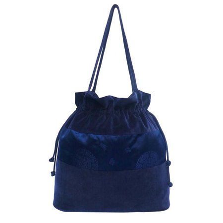 Velvet Bag Blue Velvet Drawstring Bag Blue Boho Bag | Etsy