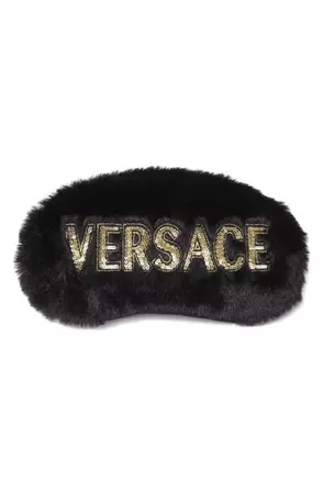 Versace Logomania Eye Mask In Black | ModeSens