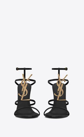 Saint Laurent ‎Cassandra Sandals With Gold Logo In Smooth Leather ‎ | YSL.com