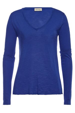 American Vintage - V-Neck Top with Cotton - blue