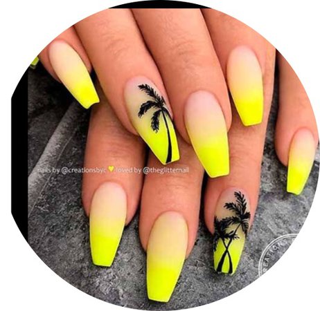 black and neon yellow nails