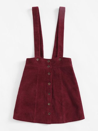 Button Up Cord Pinafore Skirt | SHEIN