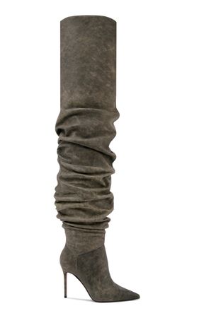 Exclusive Jahleel Leather Thigh-High Boots By Amina Muaddi | Moda Operandi