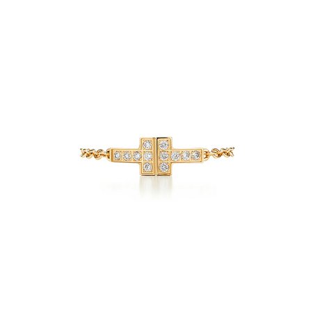 Tiffany T Two chain ring in 18k gold with diamonds. | Tiffany & Co.