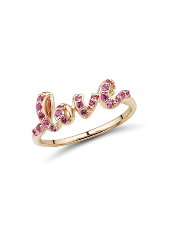 Saks Fifth Avenue 14K Rose Gold & Pink Sapphire Love Ring