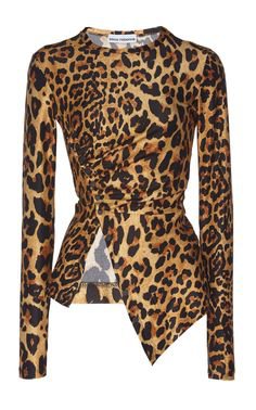 Paco Rabanne Asymmetric Leopard-Print Jersey Top