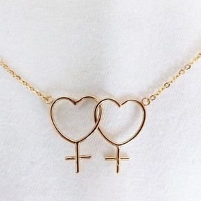 lesbian necklace gold heart