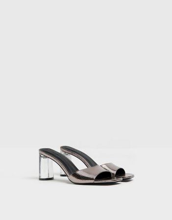 High heel sandals with methacrylate heels - SHOES - Woman | Bershka