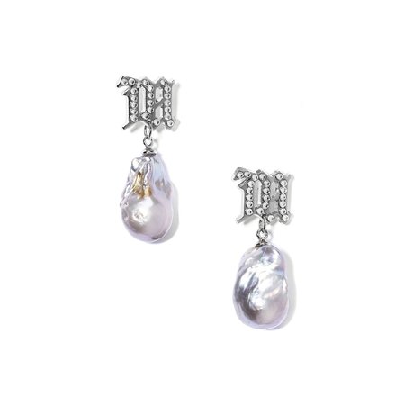 MISBHV Crystal Monogram Baroque Pearl White Earring