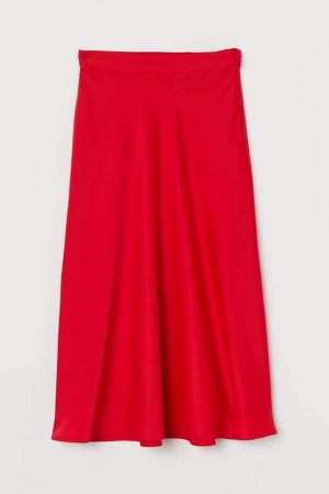 Calf-length Skirt - Red