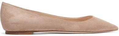 Romy Suede Point-toe Flats - Neutral