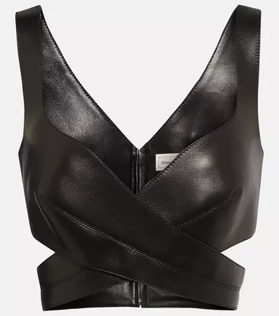 Leather Crop Top in Black - Alexander Mc Queen | Mytheresa