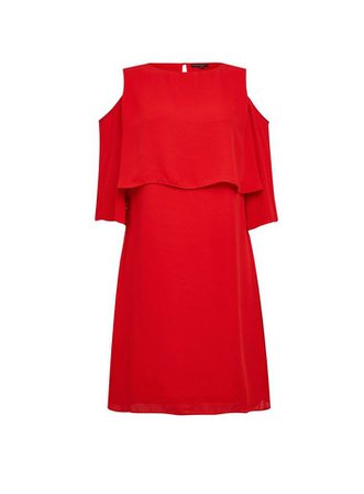 Red Cold Shoulder Shift Dress | Dorothy Perkins red
