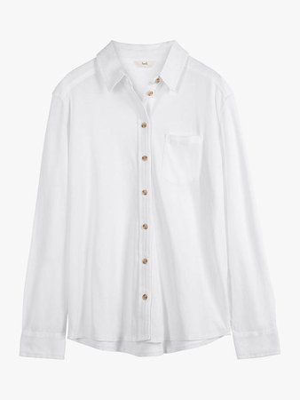 hush Linen Jersey Shirt, White at John Lewis & Partners