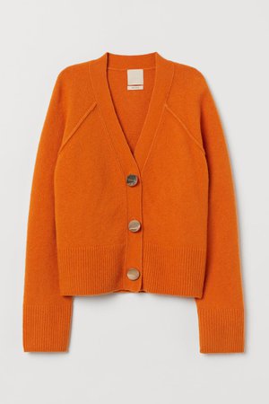 Boxy Wool-blend Cardigan - Orange - Ladies | H&M US