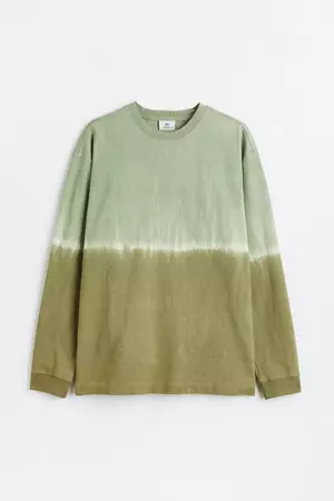 Relaxed Fit Jersey top - Sage green/Tie-dye - Men | H&M GB