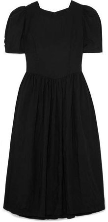 Layered Woven Midi Dress - Black