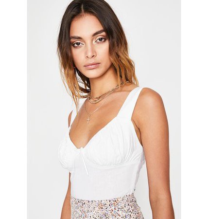 Ruched Bust Tank Crop Top White | Dolls Kill