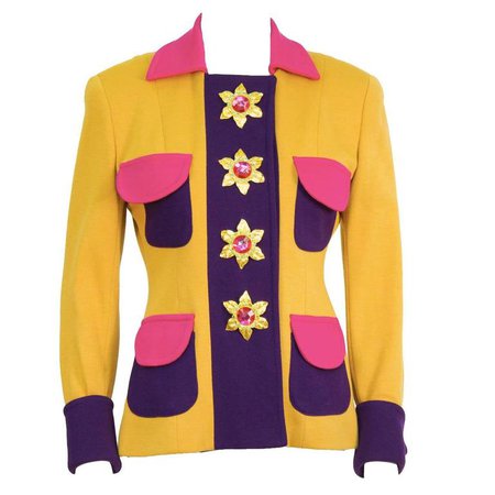 Circa 1990 Gemma Kahng Multi Color Skirt Suit For Sale at 1stdibs