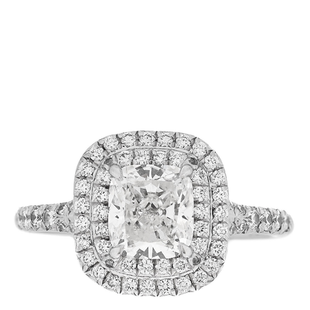 TIFFANY Platinum Diamond 1.10ct Soleste Cushion Cut Double Halo Engagement Ring 49 5 $17,845