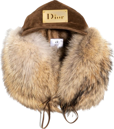 christian dior by john galliano spring 2002 brown leather and coyote fur hat