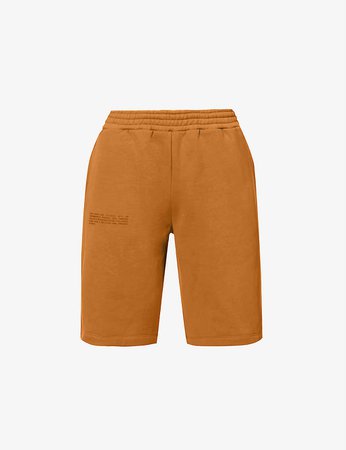 PANGAIA - Text-print mid-rise recycled and organic cotton-blend shorts | Selfridges.com