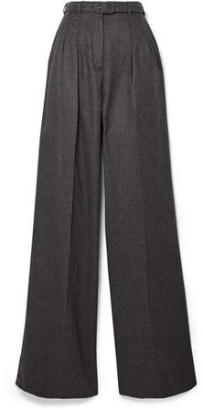 Vargas Belted Brushed-cashmere Wide-leg Pants - Dark gray