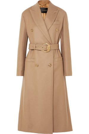 Versace | belted double-breasted wool coat
