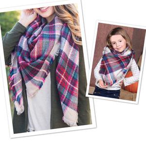 Matching Mommy and Me Blanket Scarfs Mauve Plaid | MomMe And More – MomMe and More