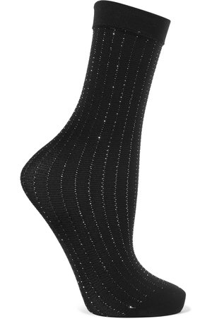 Black Sparkle Stripe metallic knitted socks | Wolford | NET-A-PORTER