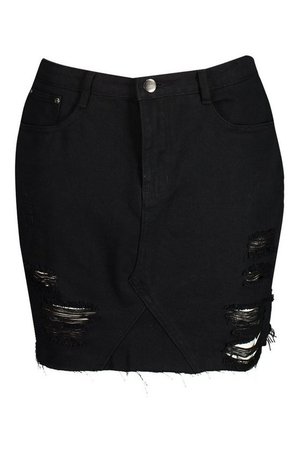 Plus Western Distressed Denim Skirt | Boohoo UK