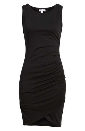 Leith | Ruched Body-Con Tank Dress in Black