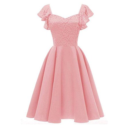 TOPUNDER Floral Lace Cocktail Swing Dress for Women Vintage Princess Neckline Party Dresses at Amazon Women’s Clothing store: