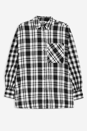 Monochrome Checked Oversized Shirt | Topshop