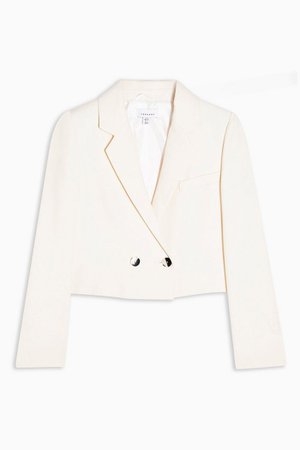 Ivory Crop Double Breasted Suit Blazer | Topshop