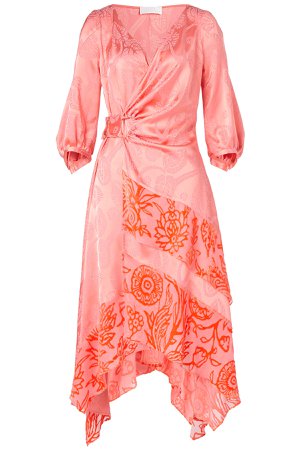 Satin Jacquard Wrap Dress with Silk Gr. UK 8