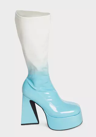 Koi Footwear Patent High Platform Heel Boots - Blue/Ombre – Dolls Kill