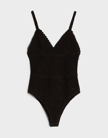Crochet bodysuit with straps - Tees and tops - Woman | Bershka